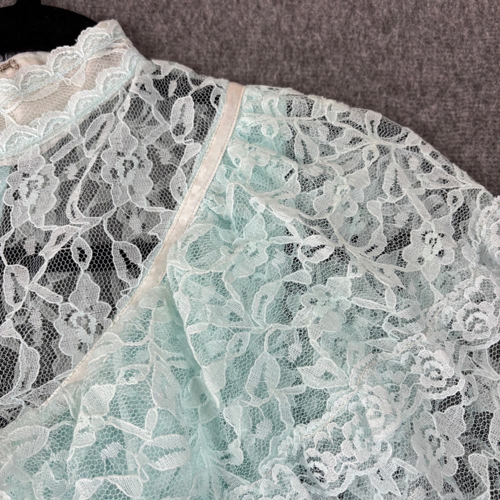 Vintage 70s Precious Moments Light Blue Lace Maxi Dress Prom Victorian 7/8 - Picture 2 of 7